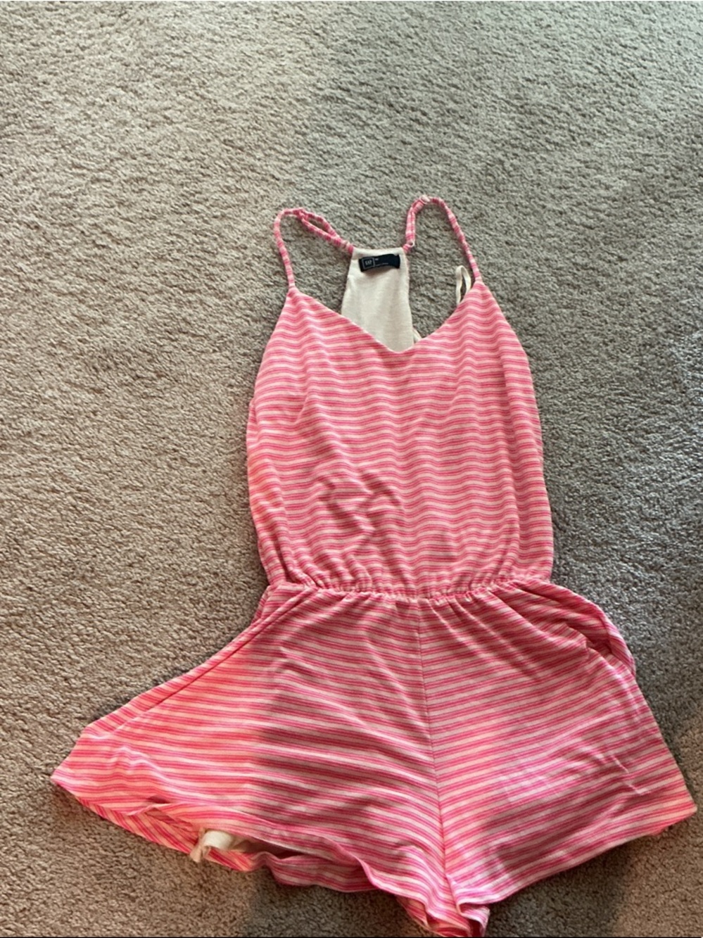 GAP Pink & Tan Striped Women’s Romper XS